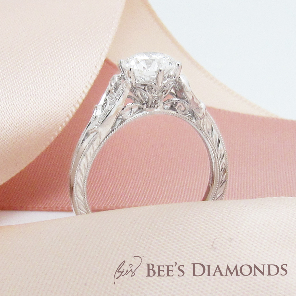 Engagement Ring – Vintage, White Diamonds, Round